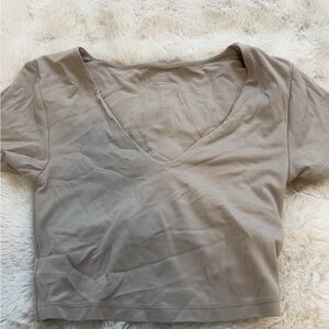 Aerie Beige V-Neck Crop Top